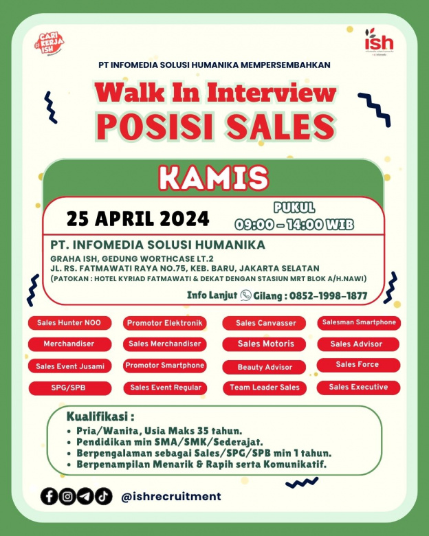 Walk In Interview Posisi Sales